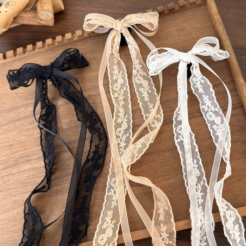 Wholesale Lace Bow Ribbon Double Ponytail Clip